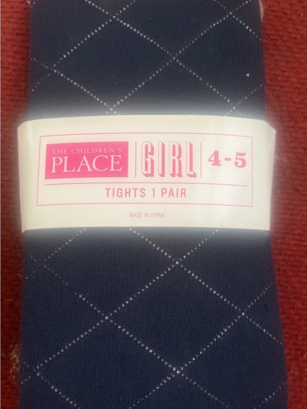 The Children's Place Navy Tights with White Argyle Stitch